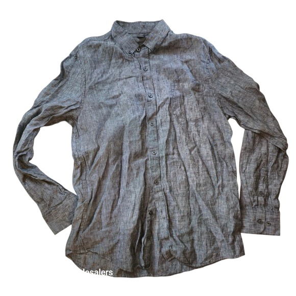 Claiborne Linen Shirt‎ Slim Fit Button Down Long Sleeve Casual Mens Large - Picture 1 of 6